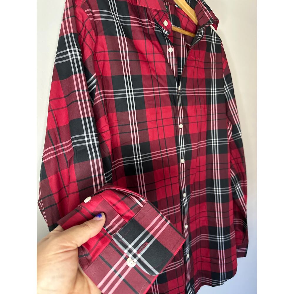 Lauren Ralph Lauren Red Black Plaid Button Down Long Sleeve Size L Dress Shirt - Picture 3 of 7